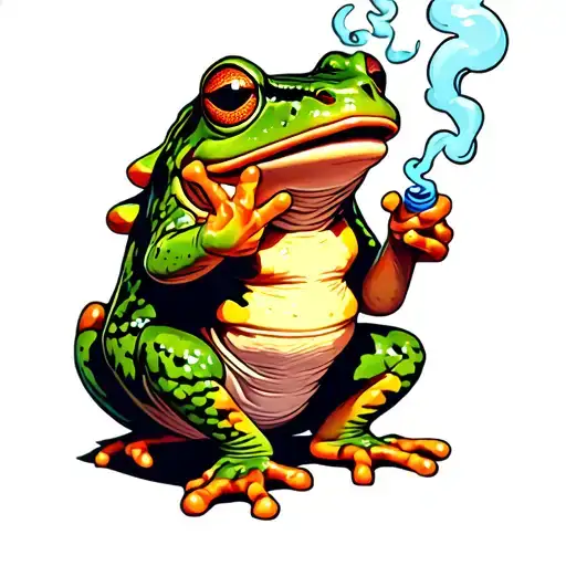magical frog smoking tattoo design idea