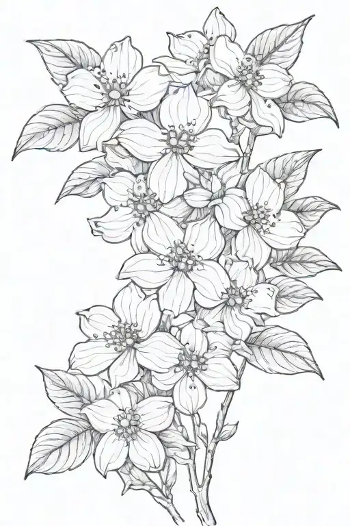3 dogwood flower stem tattoo design idea