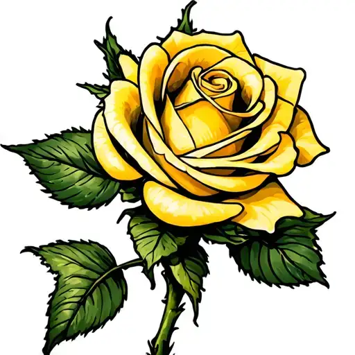 yellow rose with the nana on the stem wrapped tattoo design idea