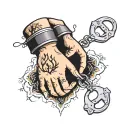 handcuffs and hands surrounded tattoo design idea
