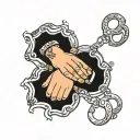 handcuffs and hands surrounded tattoo design idea
