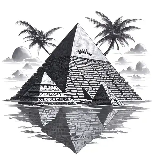 camal and pyramids  tattoo design idea