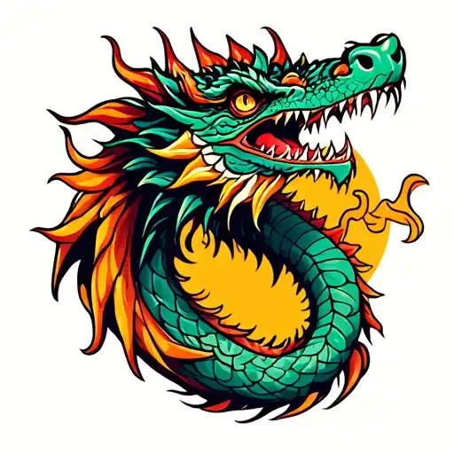 electric dragon tattoo design idea