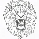 outline of roaring lion face with OCD inside representing tattoo design idea