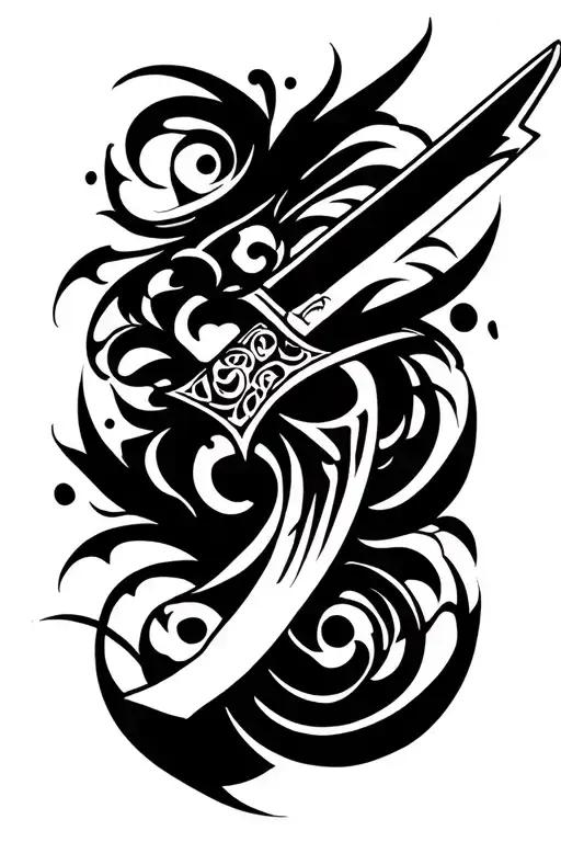 japanese knife tattoo design idea