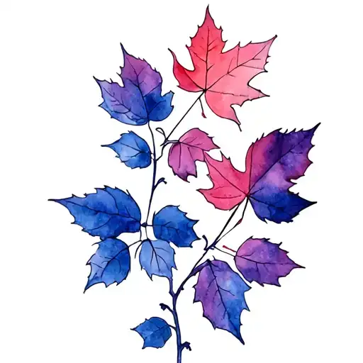 rose vine thin long with maple leaf intertwined  tattoo design idea