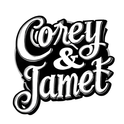 "Corey & Janet" stacked letters tattoo design idea