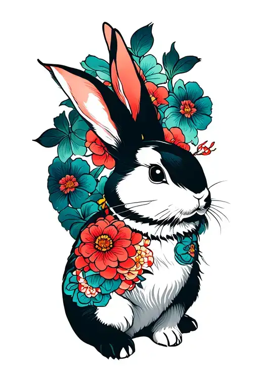 Japanese Rabbit tattoo design idea