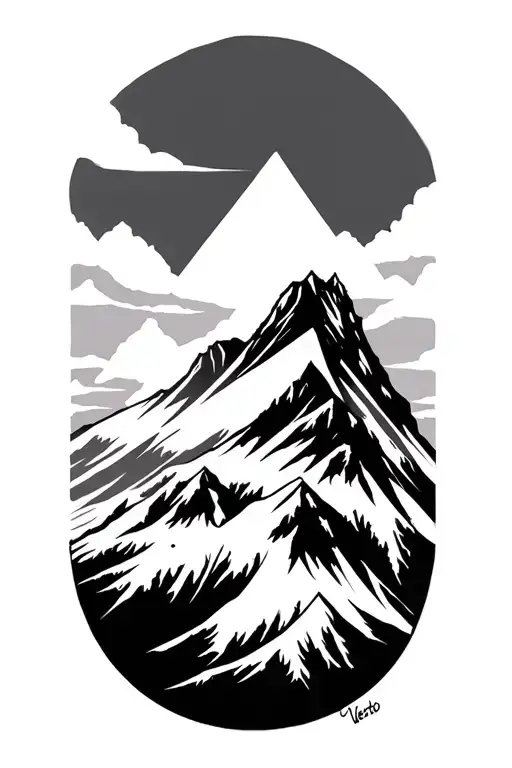 mountain with words Verso L'alto tattoo design idea