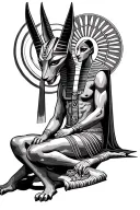 anubis And Ra sitting tattoo design idea