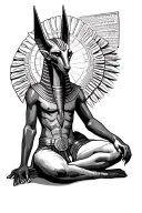 anubis And Ra sitting tattoo design idea