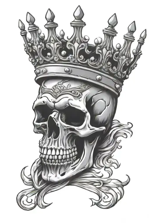 skull wearing king crown tattoo design idea