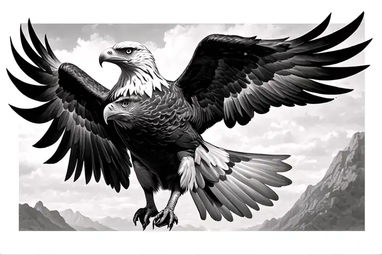 realistic eagle soaring wings spread wide tattoo design idea
