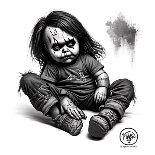 horror chucky doll tattoo design idea