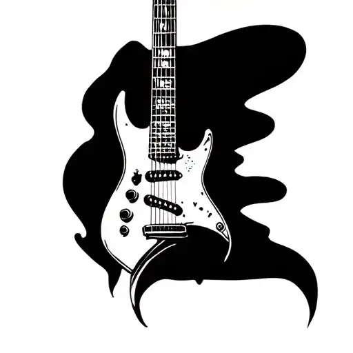black vertical electric guitar tattoo design idea