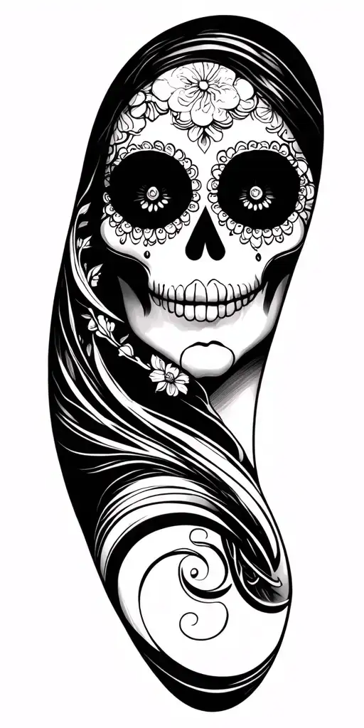 I want a tattoo to close the top of the arm (I have a thin arm), take an example like Catrina de Sao Paulo tattoo design idea