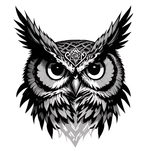 Gothic Owl tattoo design idea