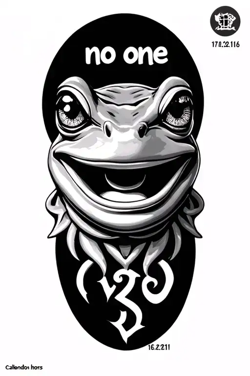freddo the frog face, "no one" written, man utd red devil. eye of horus. caldender with dates 17.12.16 and 16.02.11 tattoo design idea
