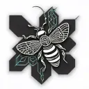 cyber sigilism neo-gothic tribal black bee silhouette tattoo  tattoo design idea