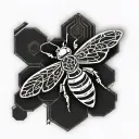 cyber sigilism neo-gothic tribal black bee silhouette tattoo  tattoo design idea