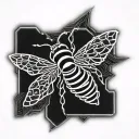 cyber sigilism neo-gothic tribal black bee silhouette tattoo  tattoo design idea