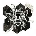 cyber sigilism neo-gothic tribal black bee silhouette tattoo  tattoo design idea