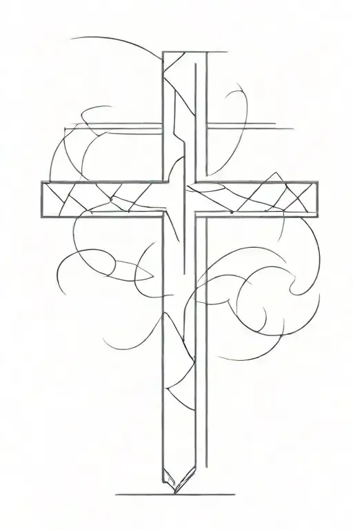 plain feminine cross tattoo design idea