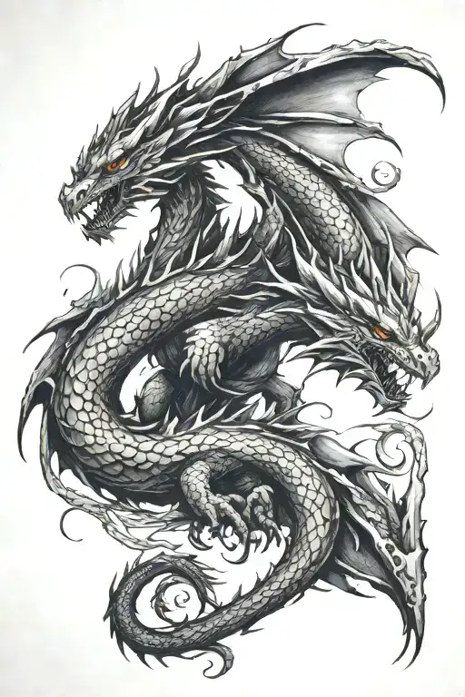dark fantasy dragon tattoo design idea