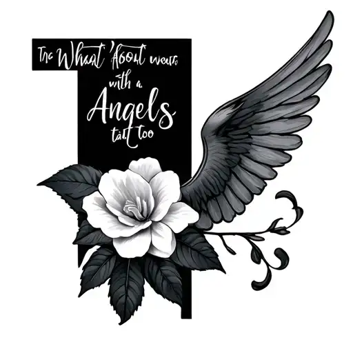 the words what about Angels with a gardenia tattoo design idea