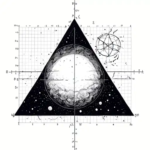 triangle with a sun inside, add some maths graph, wise sketch style design tattoo design idea