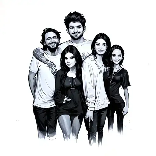 Group of 5 friends tattoo design idea