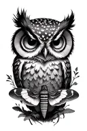 owl mushrooms and a moth  tattoo design idea