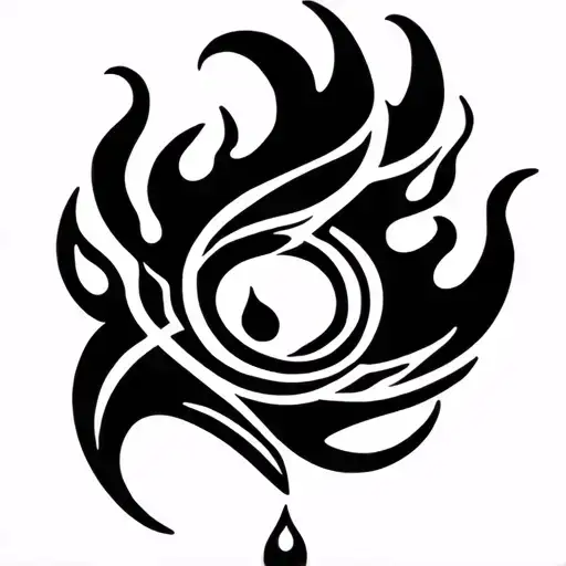 flame in a water drop tattoo design idea