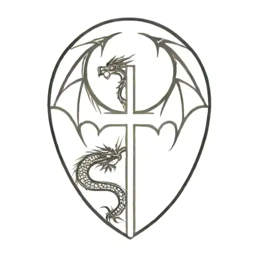 cross with dragon  tattoo design idea