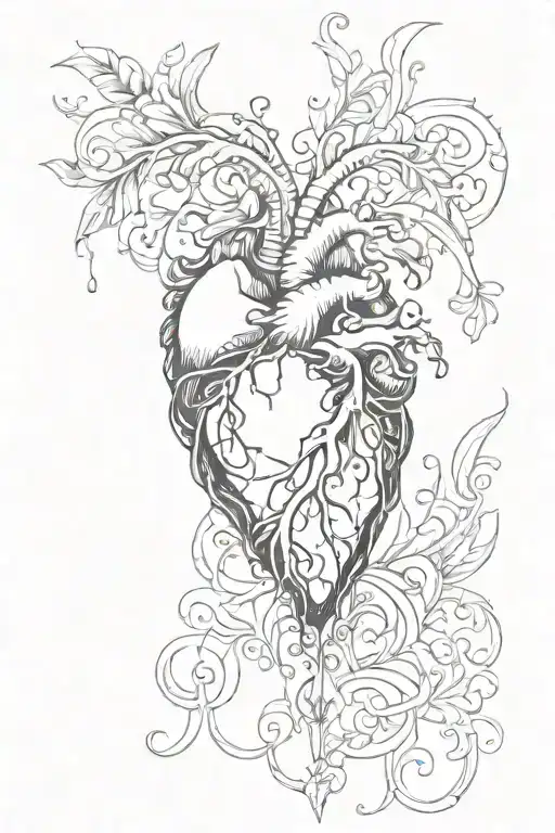 black iced heart tattoo design idea