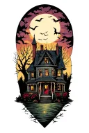 haunted house tattoo design idea