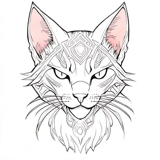 neotribal with a demonic cat outline tattoo design idea