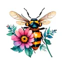 flower bee lady bug sitting together tattoo design idea