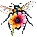 flower bee lady bug sitting together tattoo design idea