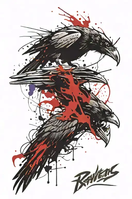 raven on skull baltimore ravens tattoo design idea