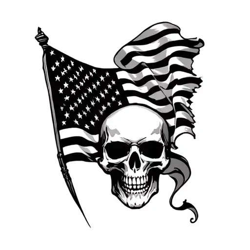 american flag, skull, harley davidson tattoo design idea