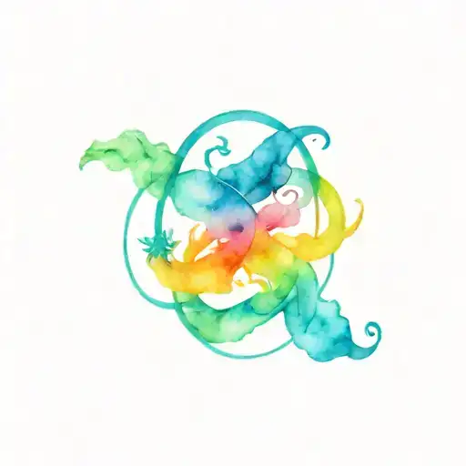 intertwine Aquarius Leo Gemini symbol tattoo design idea
