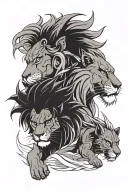 mother lion and her son goku tattoo design idea