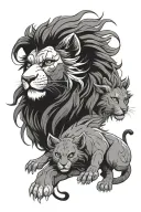 mother lion and her son goku tattoo design idea