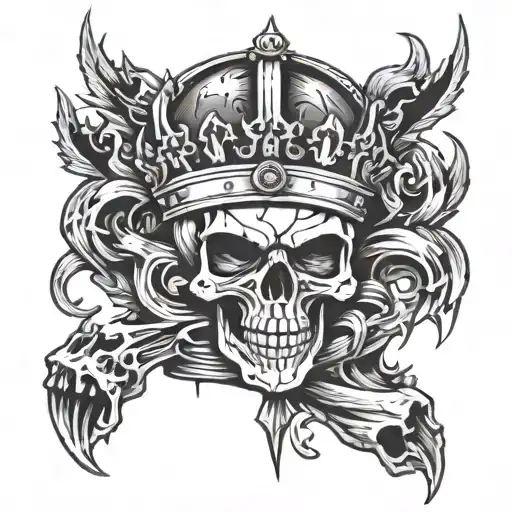 crown skull reaper angel spider tattoo design idea