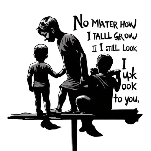 boy son to dad No matter how tall I grow, I still look up to you" tattoo design idea