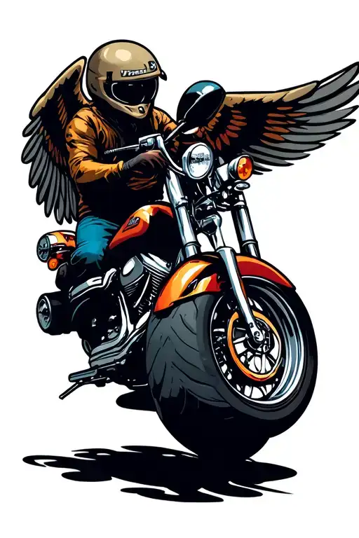 motorcycle wheel with wings tattoo design idea