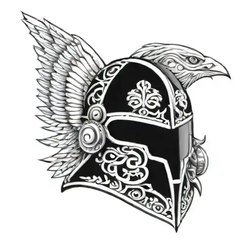 mandarin helmet with thunderbird visor tattoo design idea