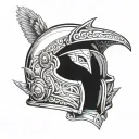 mandarin helmet with thunderbird visor tattoo design idea