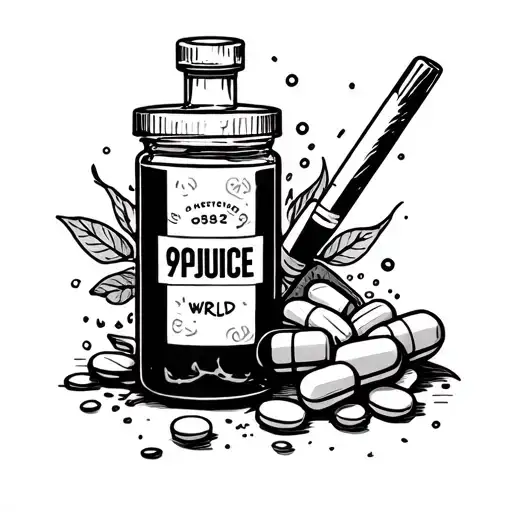 999 juice wrld with pills and a blunt  tattoo design idea